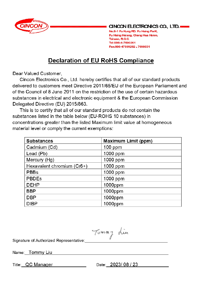 Rohs 3 declaration